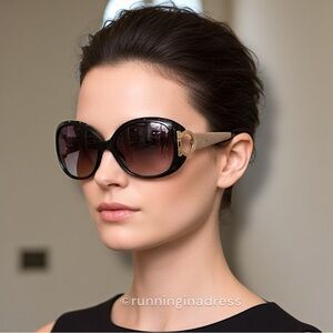 New In Case Ferragamo Oversized Oval Brown Gradient Gancini Detail Sunglasses
